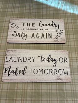Humorous laundry room signs