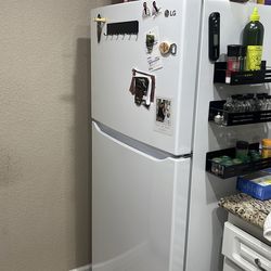 LG fridge with top freezer.