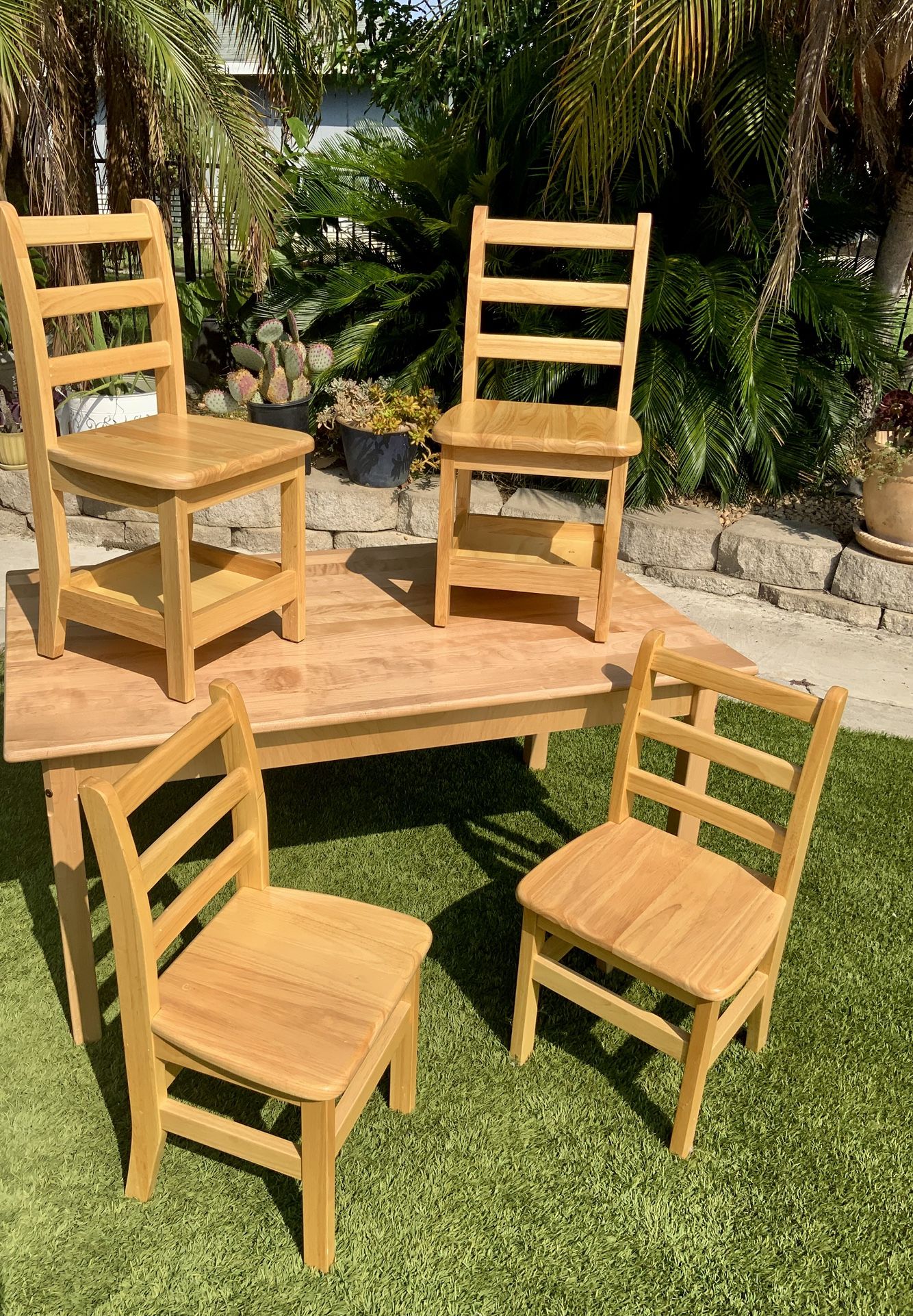 24in x 48in Rectangular Hardwood Table and Chair Set,Honey