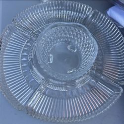 Vintage Kromex 13 1/4" Lazy Susan Glass Relish Dish Tray