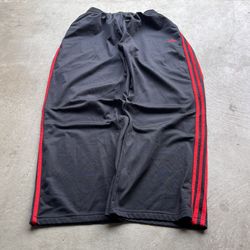 Vintage Y2K Adidas Baggy Wide-Leg Black Red Sweatpants