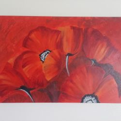 Original Acrylic Canvas Painting Poppy Field 