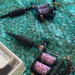(2) Tattoo Machines W/power Supply & Foot Pedal 
