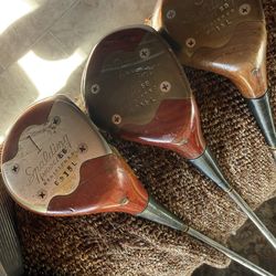 Spalding model 58 persimmon woods 1, 2, and 3 steel shaft