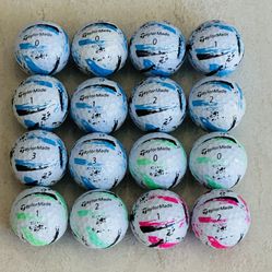 16 TaylorMade SpeedSoft Ink Golf Balls – Blue, Green & Pink