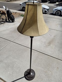 Brass Floor Lamp with Fabric Shade