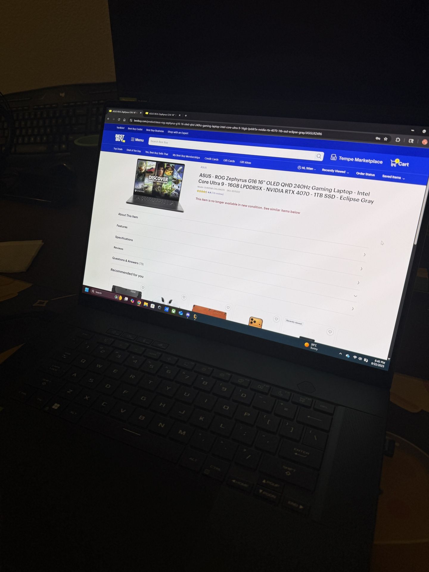 ASUS - ROG Zephyrus G16 16” OLED QHD 240hz Gaming Laptop