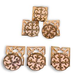 VTG National Lock 1970 Drawer Knob Victorian Fillagree Antique Set of 6 Brass