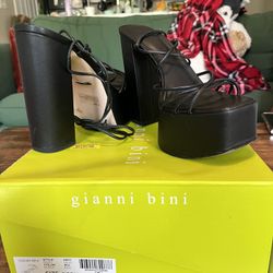 Gianni Bini Rixey Leather Platform Ankle Strappy Heel