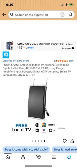 New in box Phillips crystal hd amplified antenna
