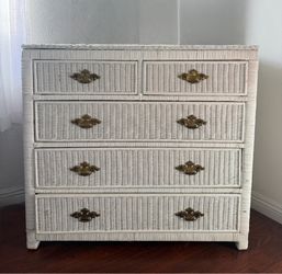 Vintage White Whicker Dresser