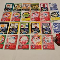 Pokemon Vintage Kids 13 Card Lot + 10 Sticker Lot + Groudon Figure