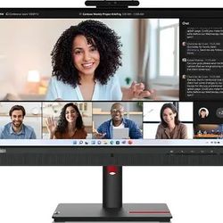 Lenovo ThinkVision T24mv-30 24" FHD Conferencing Monitor, Raven Black, USB-C Dock / Hub Monitor New
