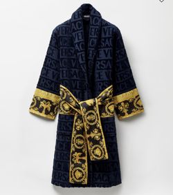Authentic Versace Barocco Bathrobe – Navy & Gold Medusa – Size XL MSRP $575
