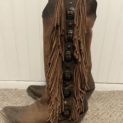 Women’s Fringe Liberty Black Cowboy Boots Size 10