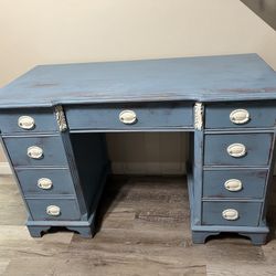 Blue Antique Distressed Desk