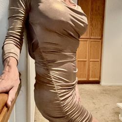 Gold Sexy Dress Size Medium Open Back