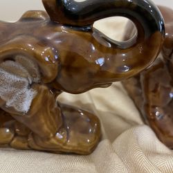 Vintage Brown Glazed Elephant