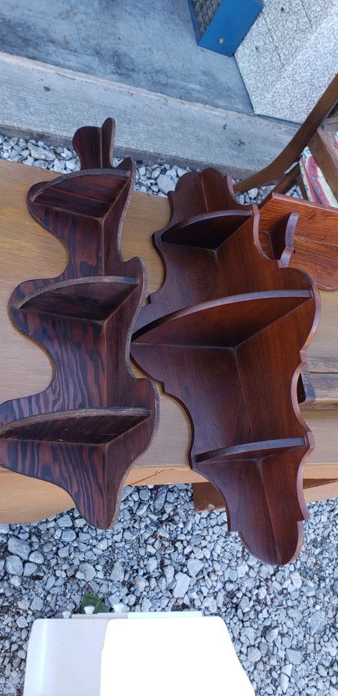 4 VINTAGE Wood SHELVES