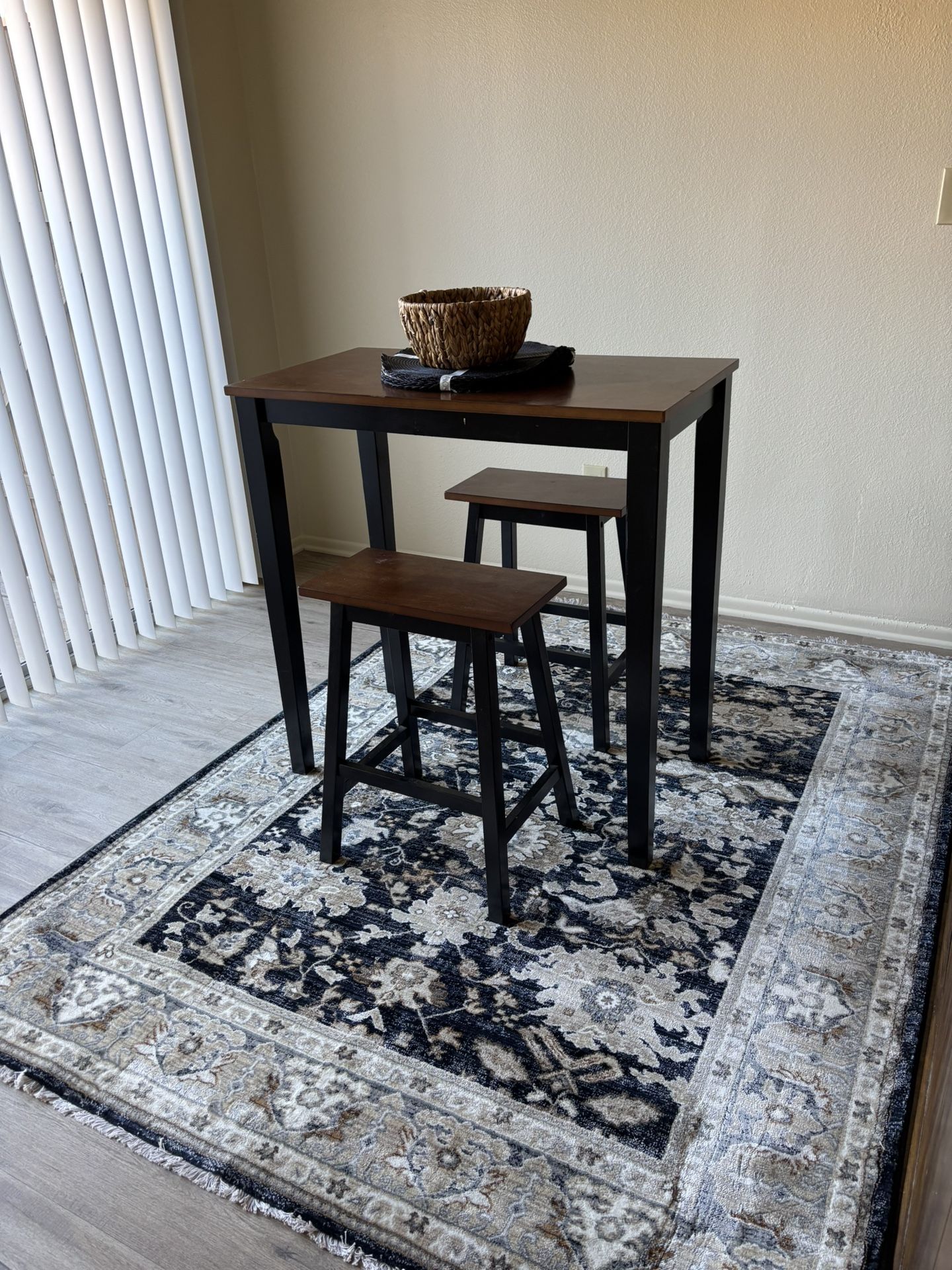 Sauder Cherry Wood Finish Studio Apartment Dining Room Kitchen Table Bar Top Stools 3 Piece Set 2 Chairs