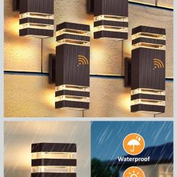 DASTOR 4 Pack Dusk to Dawn Outdoor Lighting, Modern Outdoor Wall Light Fixtures Brown Exterior Lights for House, Waterproof Aluminum Up and Down Light