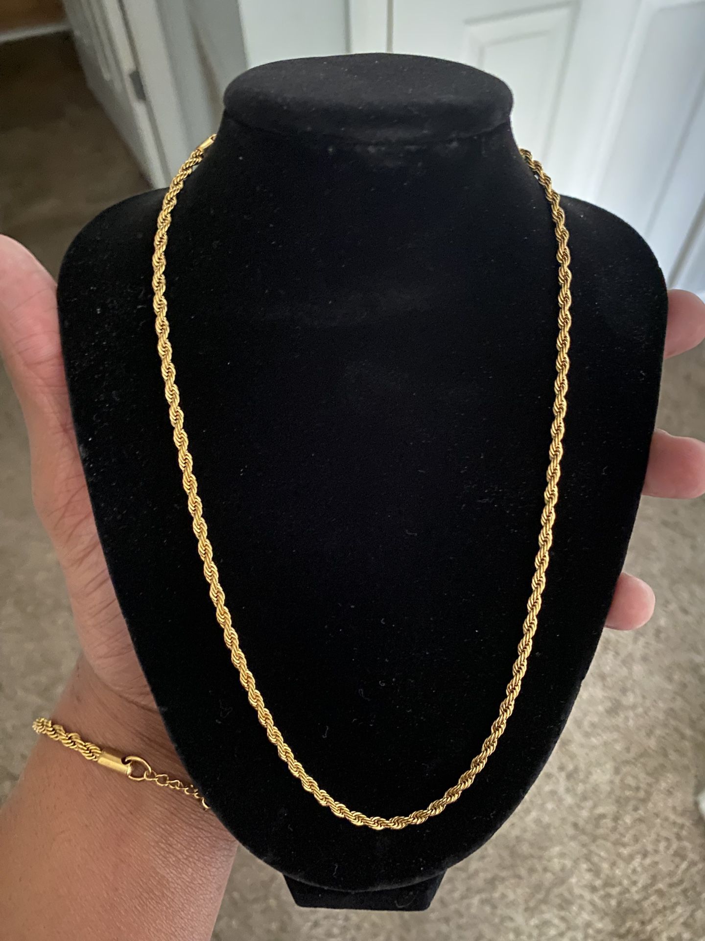 New 18k Gold Plated 3mm 20 Inch Rope Chain