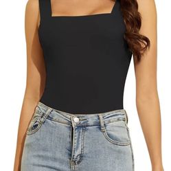 BRAND NEW IN PACKAGE DACESLON Women's Square Neck Sexy Backless BodySuit Sleeveless Casual Tank Tops Black Size Small