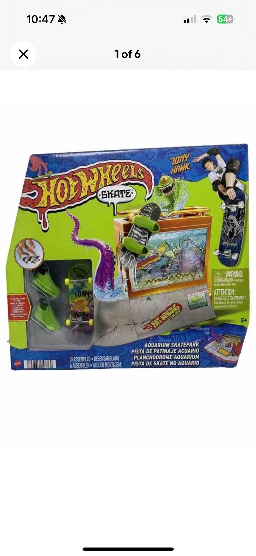 Hot Wheels Skate Aquarium Skatepark Toy Set Tony Hawk Exclusive Fingerboard Kids, hot wheels skate, age 5+, new seal box