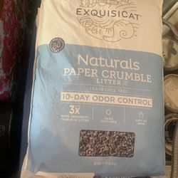 4 Bags of ExquisiCat Naturals Multi-Cat Paper Crumbles Cat Litter - Unscented, Low Dust, Natural