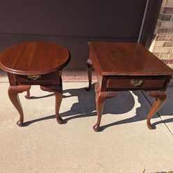 Antique set of 2 solid wood tables