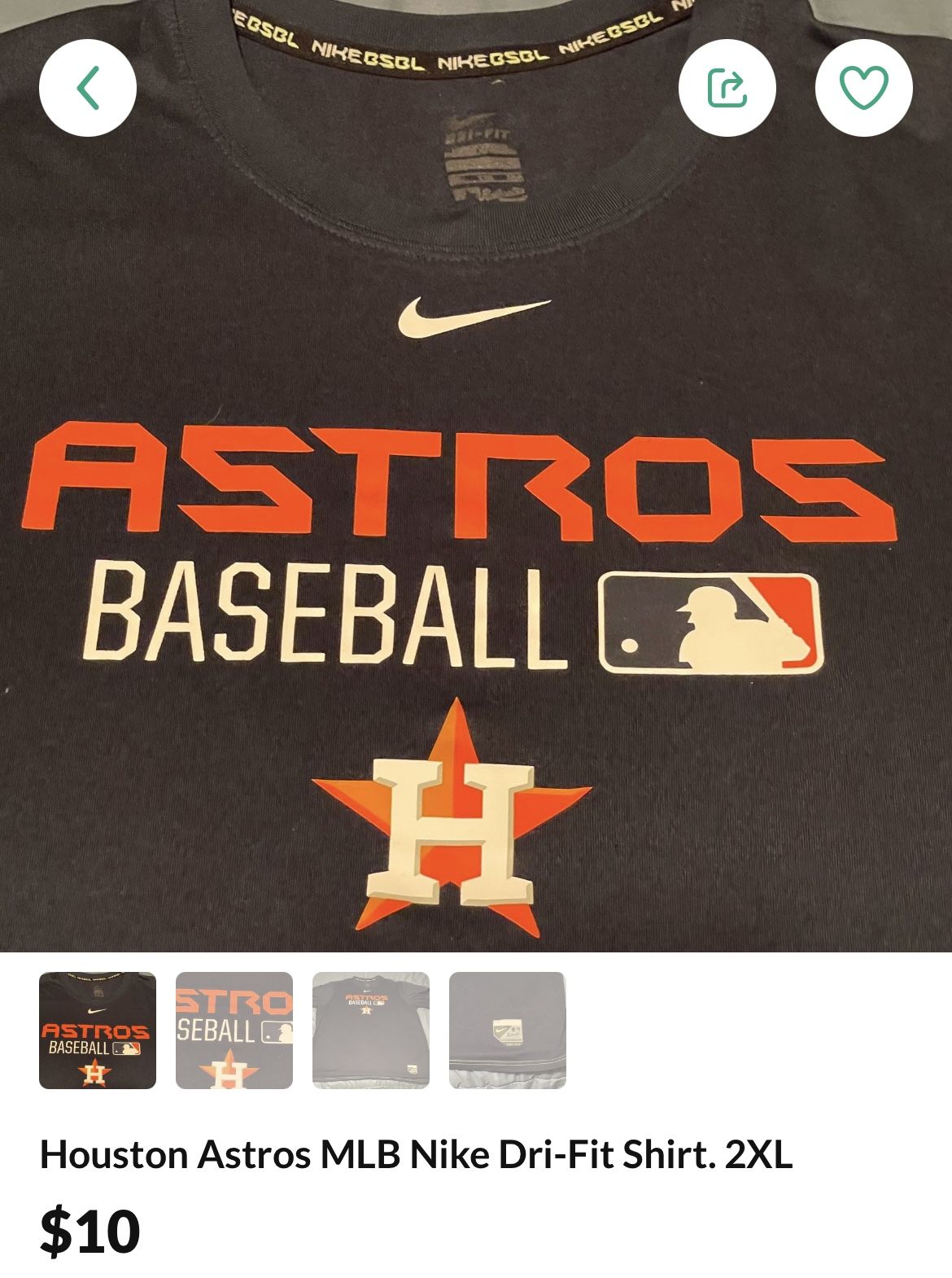 Houston Astros Nike Dri-Fit Shirt. 2XL