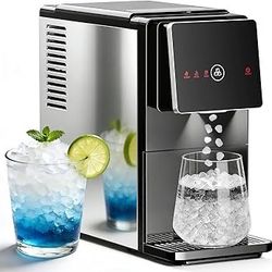 Countertop Nugget Ice Maker, Self-Cleaning Portable Ice Machine, 33 lb/24H, 1.8L Water Tank, 1.5 lb Ice Storage, Touch Screen & Auto Ice Drop, for Hom