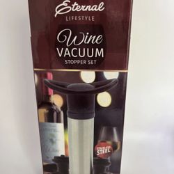 Eternal Lifestyle Wine Vacuum Stopper Set Stainless Steel W/4 stoppers & Aerator