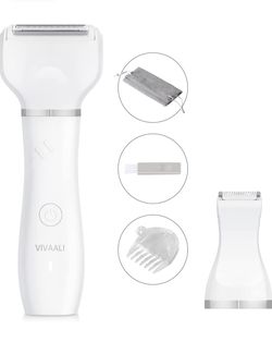 Electric Bikini Trimmer for Women - 2 in 1 Electric Lady Clipper Pubic Hair  Groomer Painless Hair Removal Razor Body Shaver, Portable Ladies Shaver