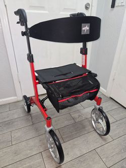 Medline European Style Lightweight Rollator walker with Backrest, walker