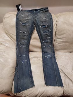 Embellish stacked flare jeans size 32/34 new