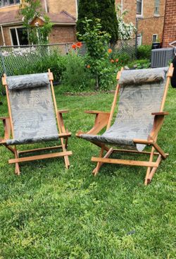 Set of two Wooden foldable chairs