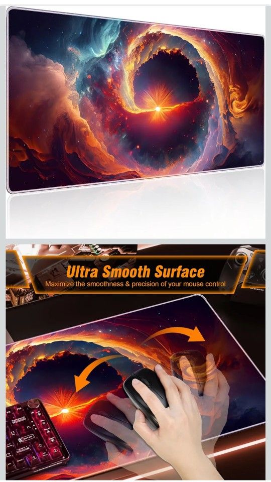 Large Gaming Mouse & Keyboard Pad, 31.5 x 11.8inch Extended Long Smooth Fabric Professional Gaming Mousepad, Non-Slip Base Mouse Pads, Computer Mouse 