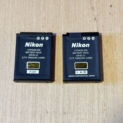 2-Nikon OEM EN-EL12 1050mAh Li-Ion Battery Used Tested Good w/Charge Read Info! 