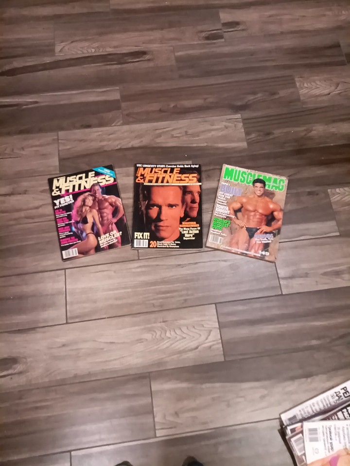Vintage Muscle And Fitness magazines with Major Stars
