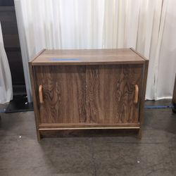 Brown Wood Two-Door TV Stand