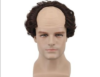 M70) yuehong Short Brown Bald Old Man Wig Fluffy Receding Hairline Wig Heat Resistant Synthetic Fibers Soft Breathable Costume Hair (Brown)
