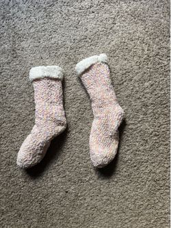 Women’s Cozy Fuzzy Slipper Socks – Soft Plush Sherpa Cuff – Pastel