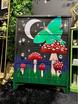 “Moth & Mushrooms” Mural Dresser