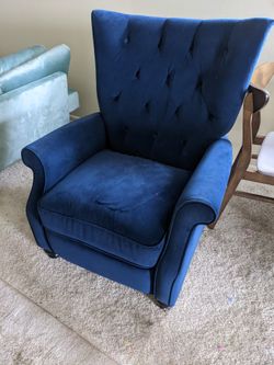 Blue Velvet Recliner Chair