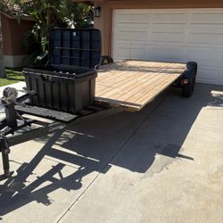  Flat Trailer 14 ft long 7 feet wide in between fenders with NEW Pink and NEW LED Lights