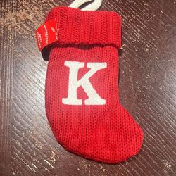 New Monogram Letter Wondershop Mini 8” Christmas Stocking K
