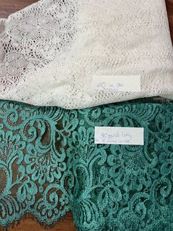 Lace Fabric Lot White and teal Green