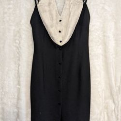 Vintage Ladies Tuxedo Style Rex Lester Halter Dress