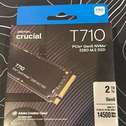 Crucial T710 PCIe Gen5 NVMe 2280 M.2 SSD 2TB Extreme Read Speed 14,500 MB/s Industry Leading - NEW